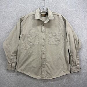 Vintage‎ Eddie Bauer Shirt Mens XL Beige Chamois Heavy Flannel Cabin Rugged USA